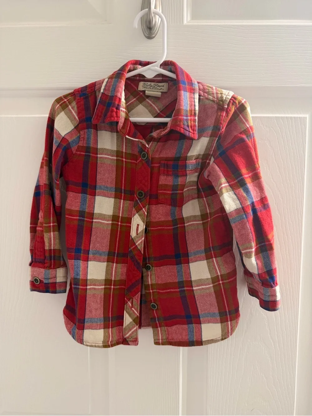 Lucky Brand Kids Red Plaid Button-Down Shirt with Blue & Green Stripes